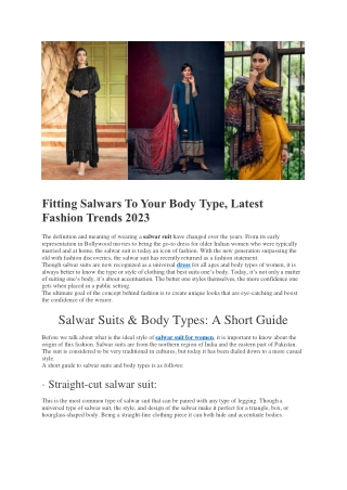 Fitting Salwars To Your Body Type
