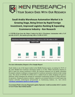 Emerging Companies in Warehouse Automation KSA - Ken Research