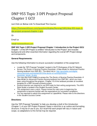 DNP 955 Topic 3 DPI Project Proposal Chapter 1 GCU
