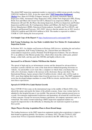 SMT Inspection Equipment Market Current Outlook Of Industry & Forecast 2023-2030