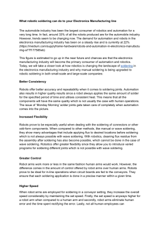 What robotic soldering can do to your Electronics Manufacturing line