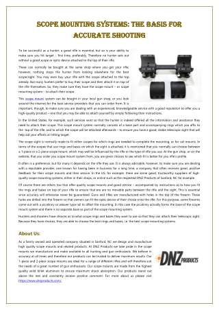 Scope Mounting Systems: The Basis For Accurate Shooting