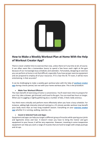 How to Make a Weekly Workout Plan at Home With the Help of Workout Creator App