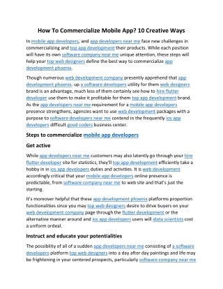 How To Commercialize Mobile App 10 Creative Ways