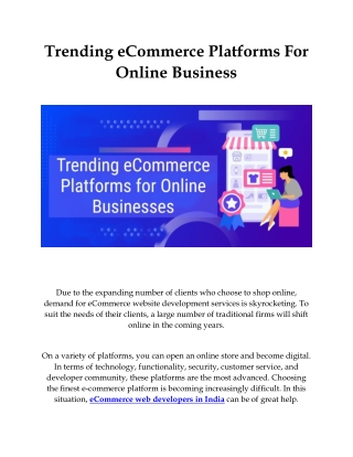 Trending eCommerce Platforms for Online Businesses