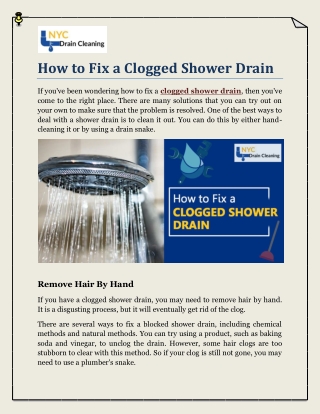 How to Fix a Clogged Shower Drain