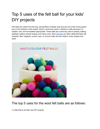 Top 5 uses of the felt ball for your kids' DIY projects
