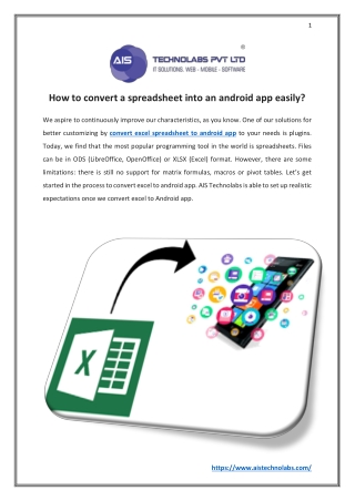 How to convert a spreadsheet into an android app easily