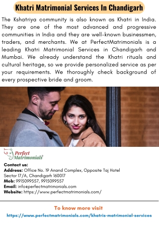 Khatri Matrimonial Services In Chandigarh