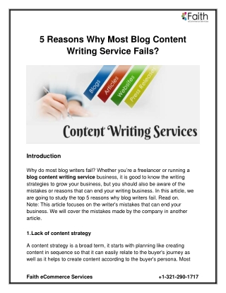 5 Reasons Why Most Blog Content Writing Service Fails