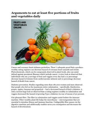 Arguments to eat at least five portions of fruits and vegetables daily