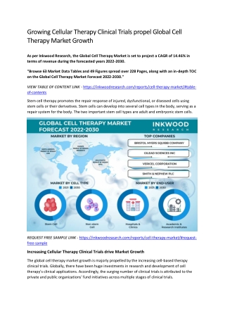 Cell Therapy Market: Different Therapy Types | Biotechnology