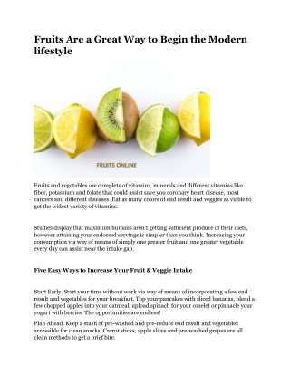 Fruits Are a Great Way to Begin the Modern lifestyle