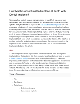How Much Does it Cost to Replace all Teeth with Dental Implants