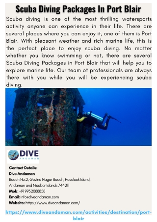 Scuba Diving Packages In Port Blair