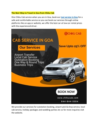 The Best Way to Travel in Goa from Chiku Cab