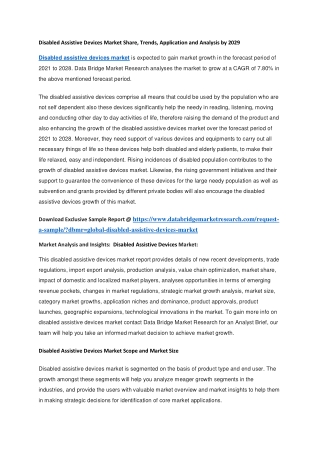 Disabled Assistive Devices Market Share, Trends, Application and Analysis by 2029
