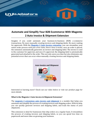 Automate and Simplify Your B2B Ecommerce With Magento 2 Auto Invoice & Shipment