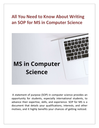 All You Need to Know About Writing an SOP for MS in Computer Science