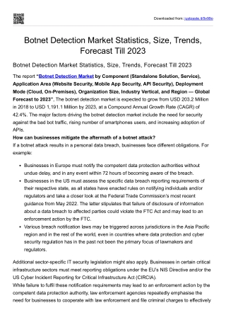 Botnet Detection Market Statistics, Size, Trends, Forecast Till 2023