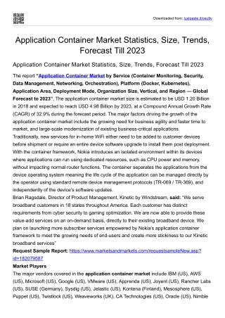 Application Container Market Statistics, Size, Trends, Forecast Till 2023