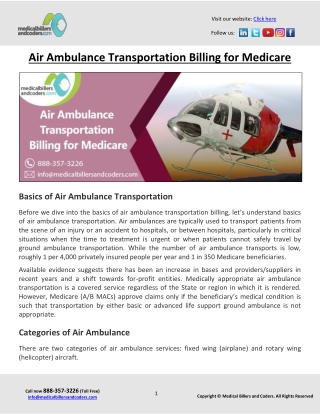 Air Ambulance Transportation Billing for Medicare