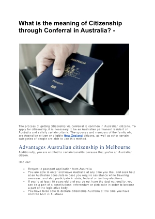 What is the meaning of Citizenship through Conferral in Australia?