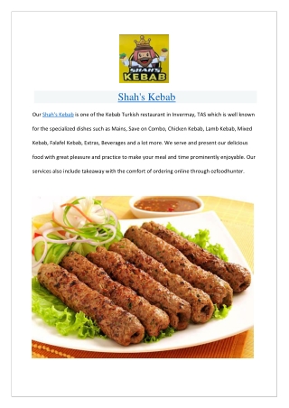 Upto 10% offer Shah's Kebab Restaurant Invermay- Order online!