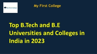 Top B.Tech and B.E Universities and Colleges in India in 2023