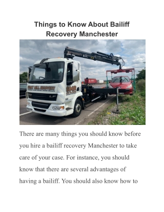 Things to Know About Bailiff Recovery Manchester