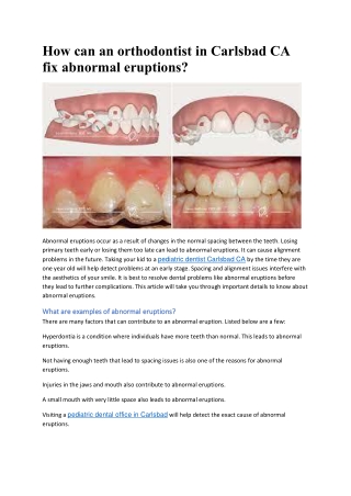 How can an orthodontist in Carlsbad CA fix abnormal eruptions
