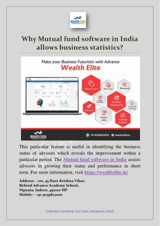 Why Mutual fund software in India allows business statistics