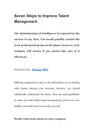 Seven Steps to Improve Talent Management (2)