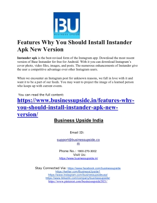 Features Why You Should Install Instander Apk New Version