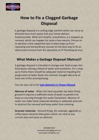 How to Fix a Clogged Garbage Disposal