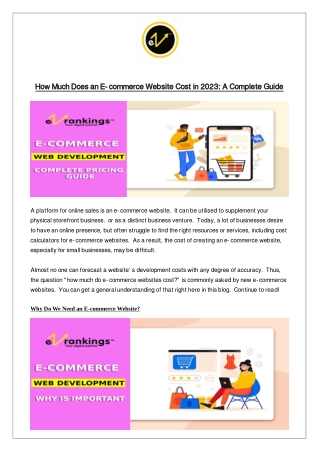How Much Does an E-commerce Website Cost in 2023: A Complete Guide