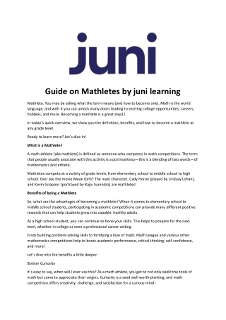 Guide on Mathletes by juni learning