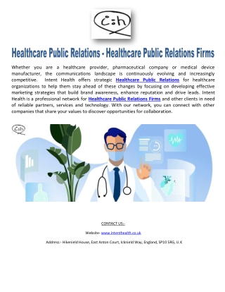 Healthcare Public Relations - Healthcare Public Relations Firms