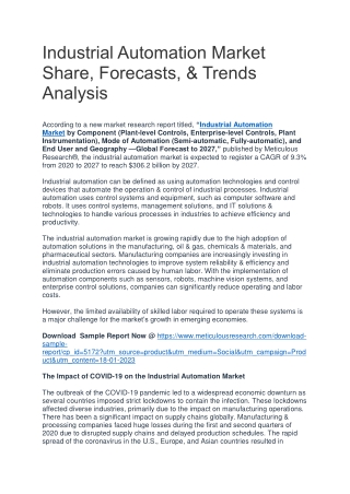 Industrial Automation Market Worth