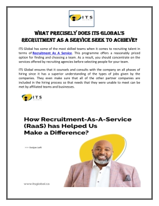 What Precisely Does ITS Global’s Recruitment As A Service Seek to Achieve