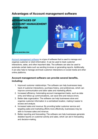 Advantages of Account management software