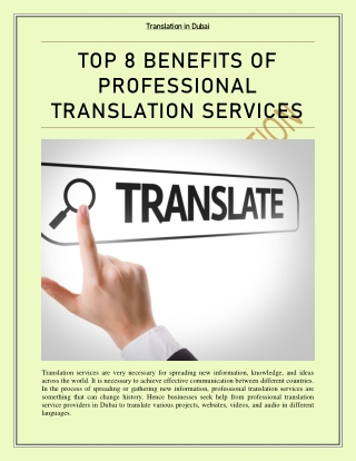 Top 8 Benefits of Professional Translation Services