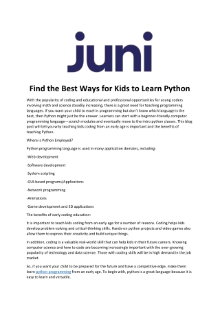 Find the Best Ways for Kids to Learn Python