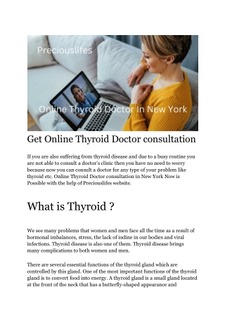 ONLINE THYROID DOCTOR IN NEW YORK