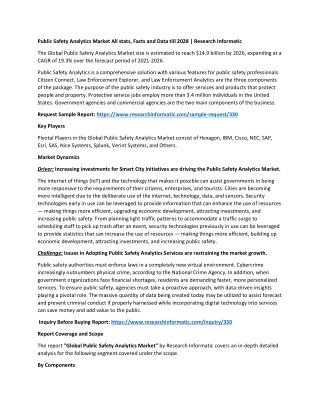 Public Safety Analytics Market All stats, Facts and Data till 2028 | Research In