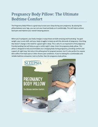Pregnancy Body Pillow: The Ultimate Bedtime Comfort
