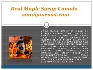 Real Maple Syrup Canada - sinaigourmet.com