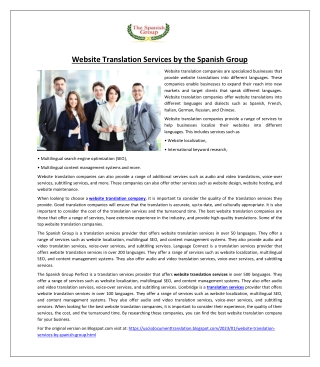 Website Translation Services by the Spanish Group