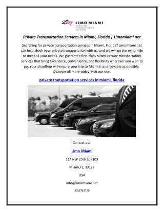 Private Transportation Services in Miami, Florida | Limomiami.net