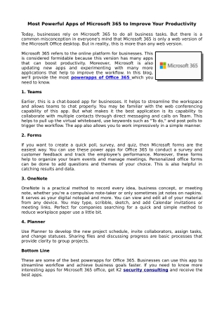 Most Powerful Apps of Microsoft 365 to Improve Your Productivity